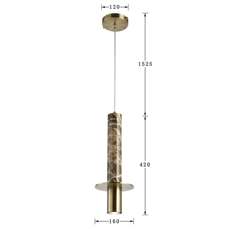 Подвесной светильник с декором под коричневый мрамор Shaw Marble Brass в Саратове