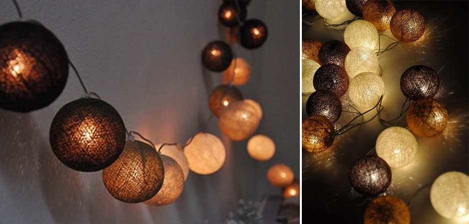 Гирлянда хлопковые фонарики Сotton Ball Brown - Loft-Concept в Саратове