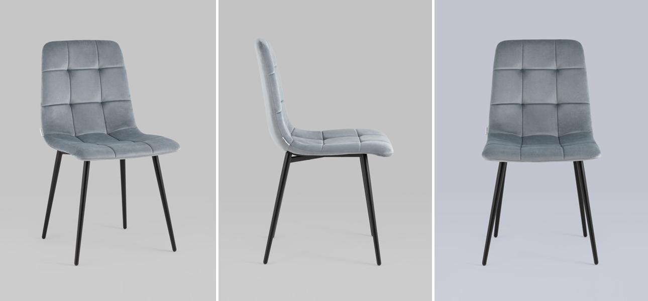 Стул NANCY Chair Серо-Голубой Велюр - фото