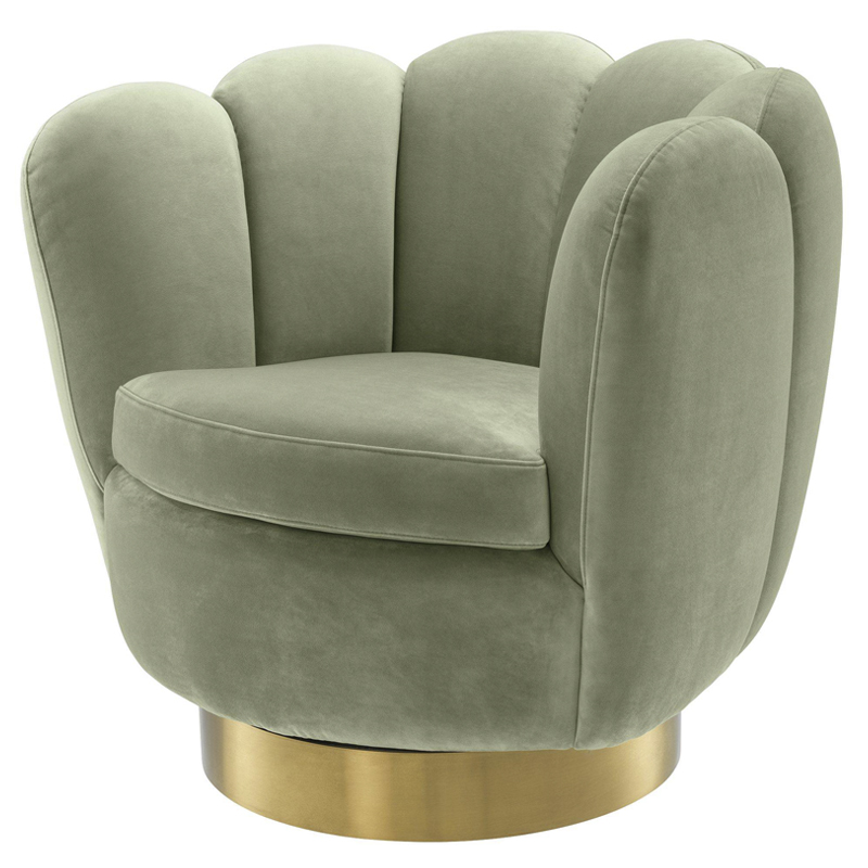 Кресло Eichholtz Swivel Chair Mirage pistache green Зеленый шалфей Матовая латунь в Саратове | Loft Concept 