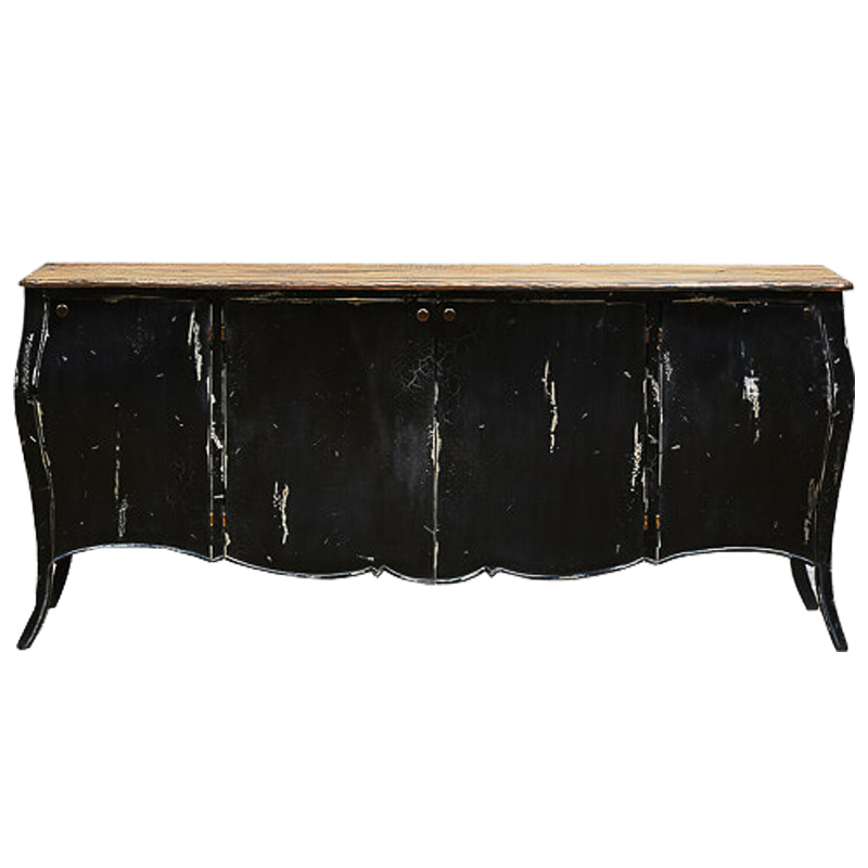 Комод длинный в стиле прованс Black Vintage Commode Черный Коричневый Винтажный черный в Саратове | Loft Concept 