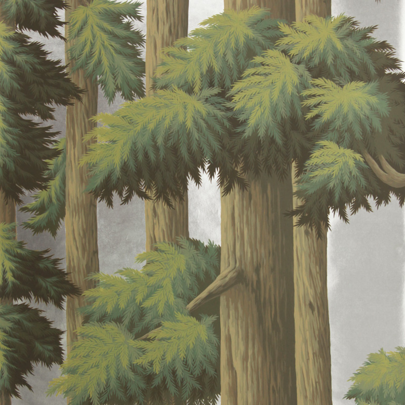 Обои ручная роспись Redwoods Sequoia on Sterling Silver gilded paper Обои ручная роспись Redwoods Sequoia on Sterling Silver gilded paper в Саратове | Loft Concept