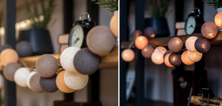 Гирлянда хлопковые фонарики Сotton Ball Clay - Loft-Concept в Саратове