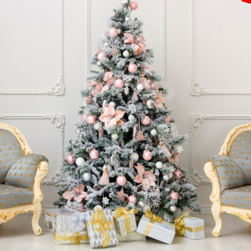 Ель Дизайнерская Розовый декор Christmas Tree Black Pink Fowers Розовый Белый Зеленый в Саратове | Loft Concept 