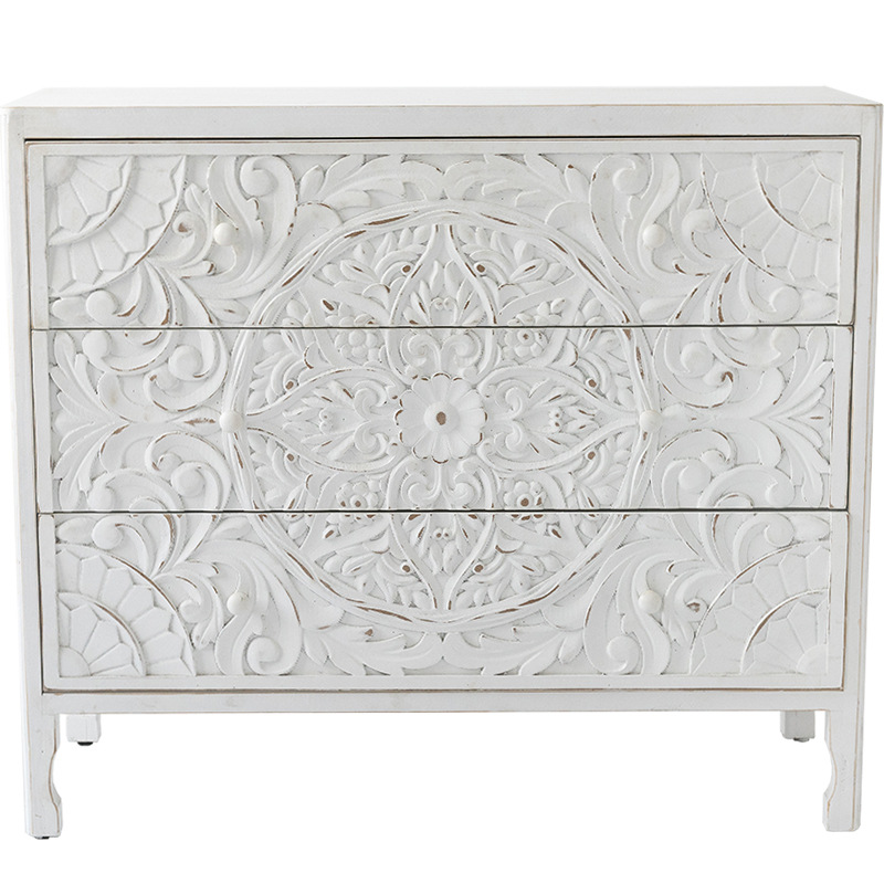 Комод с резным декорированным фасадом Matsi Provence Chest of Drawers Белый Белый в Саратове | Loft Concept 