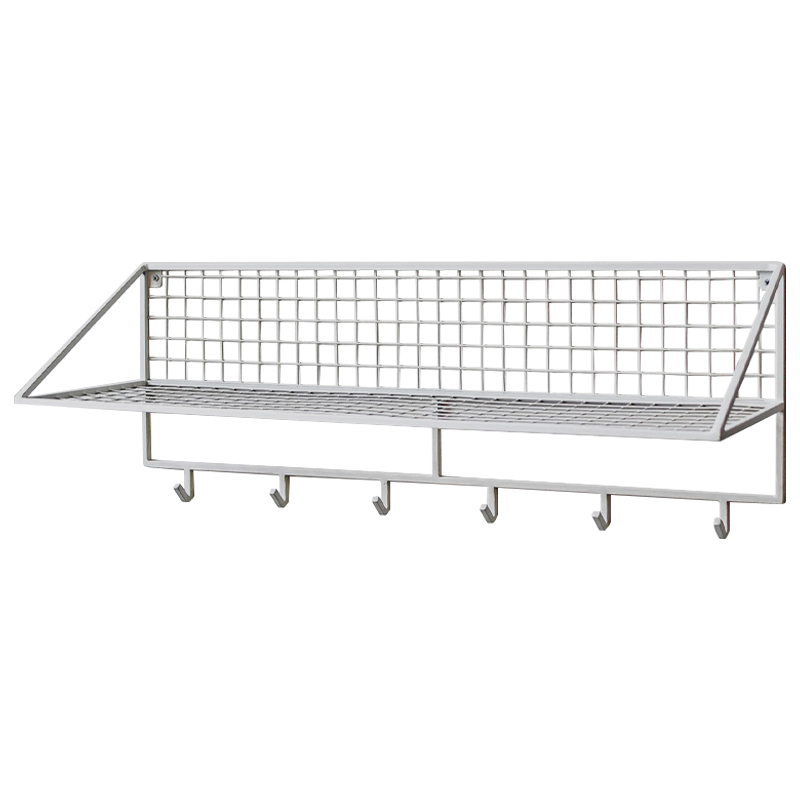 Вешалка с полкой Rhian Industrial Metal Rust Shelf White Белый в Саратове | Loft Concept 