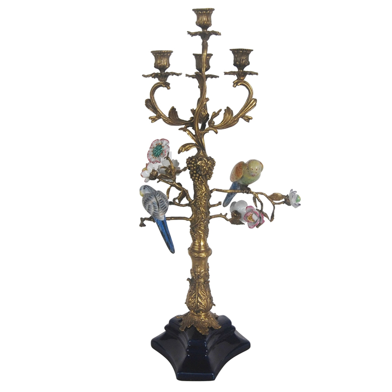 Подсвечник Parrots on a Bronze Tree Candlestick Бронза Мульти в Саратове | Loft Concept 