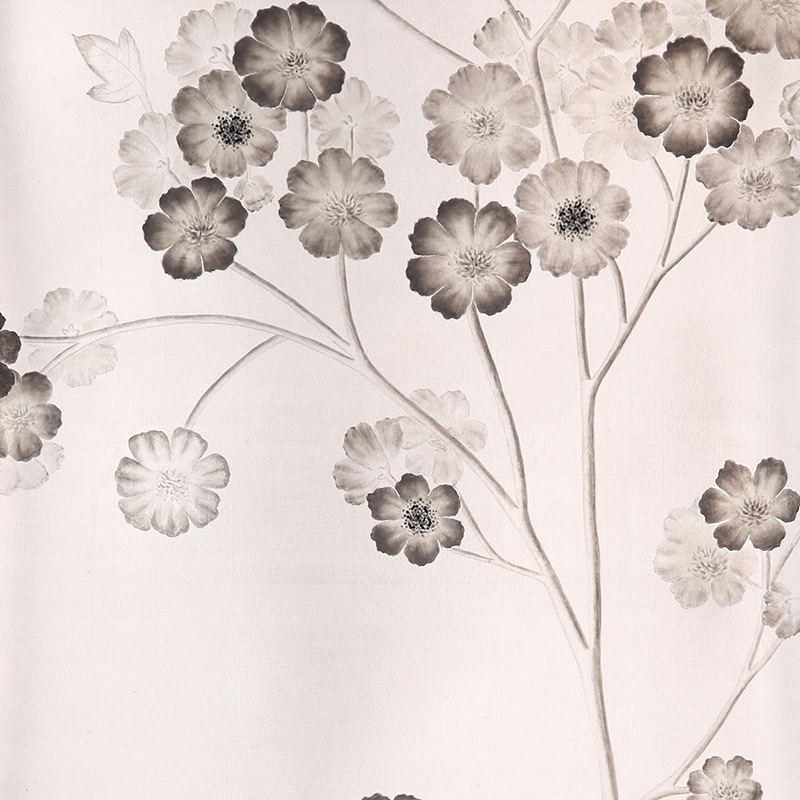 Обои ручная роспись Anemones in Light Special Colourway SC-236 on Tarnished Silver gilded silk  в Саратове | Loft Concept 