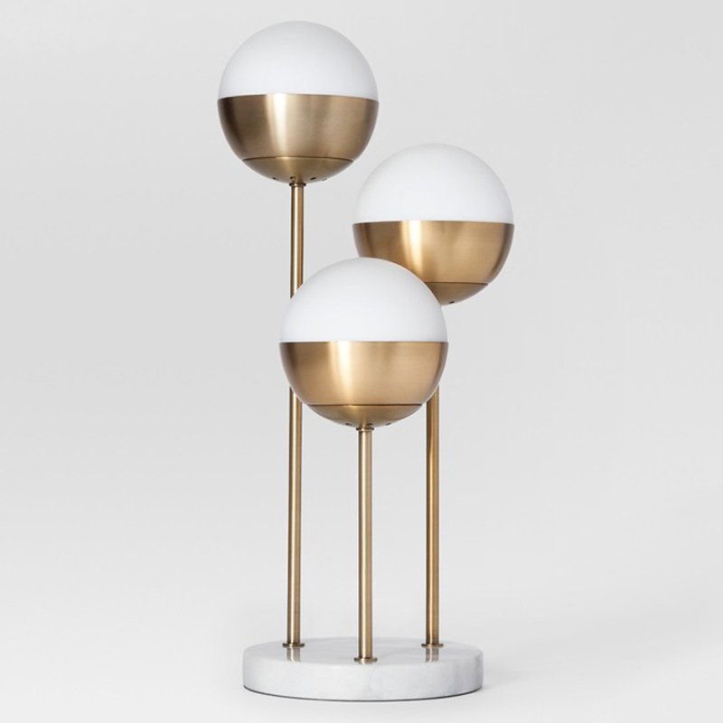Geneva Glass Table Lamp Triple Globe Белый Латунь Geneva Glass Table Lamp Triple Globe Белый Латунь в Саратове | Loft Concept