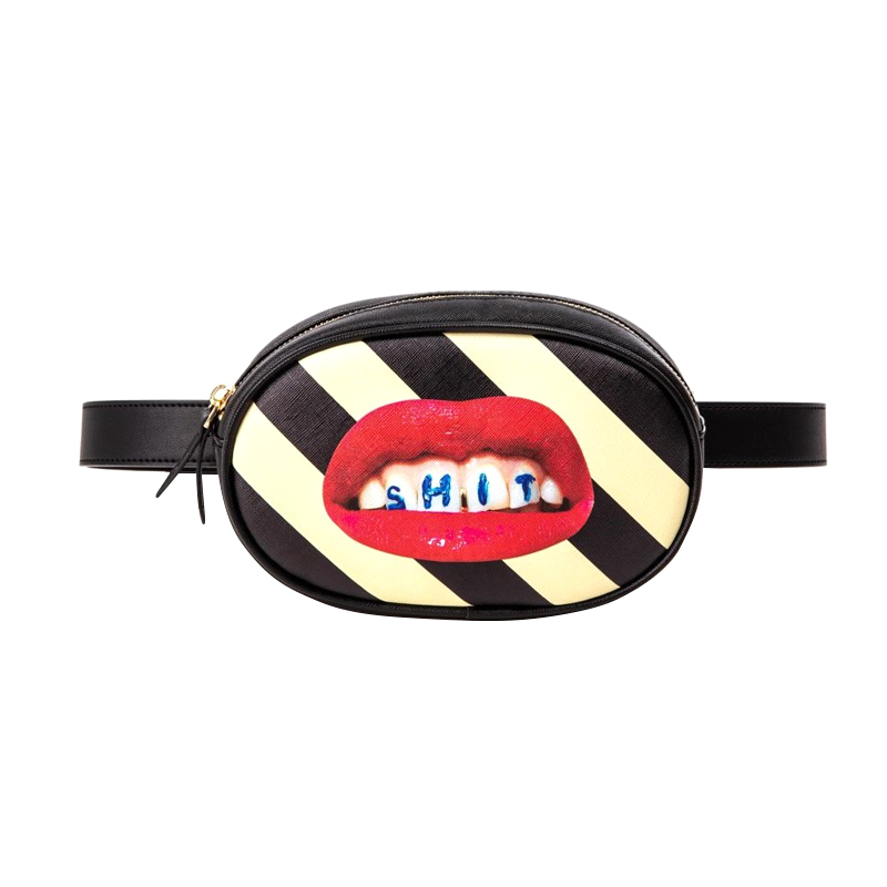 Поясная сумка Seletti Shit Striped Черный Красный Белый Поясная сумка Seletti Shit Striped Черный Красный Белый в Саратове | Loft Concept