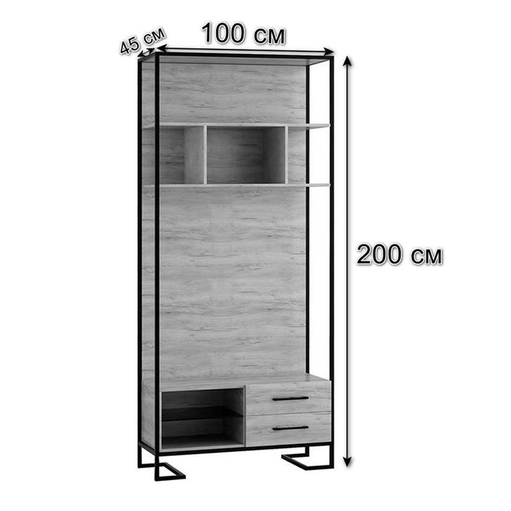 Стеллаж под TV в стиле лофт с открытыми полками и ящиками Urban Style Space в Саратове