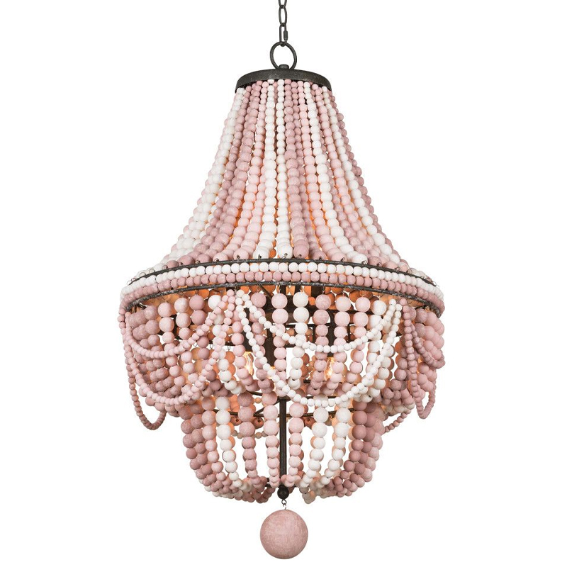 Люстра каплевидной формы украшенная розовыми круглыми бусинами Pink Beads Chandelier Розовый Белый Люстра каплевидной формы украшенная розовыми круглыми бусинами Pink Beads Chandelier Розовый Белый в Саратове | Loft Concept