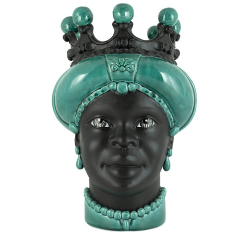 Ваза VASE MORO LADY CROWN DARK green Черный Зеленый в Саратове | Loft Concept 