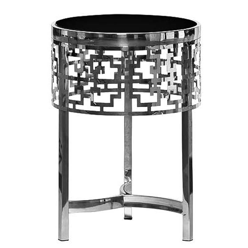 Приставной стол Yen Geometry Side Table silver 50 Серебряный в Саратове | Loft Concept 