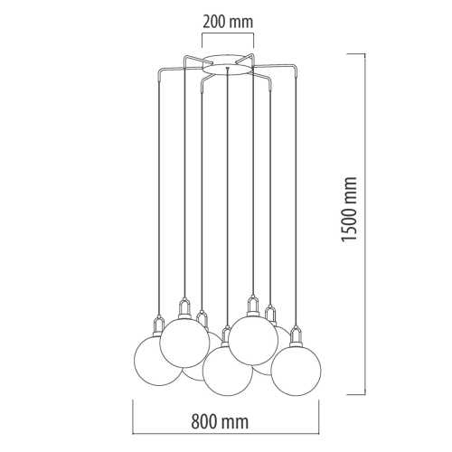 Люстра с 7-ю плафонами из прозрачного стекла в форме шара Orb Cascade  в Саратове
