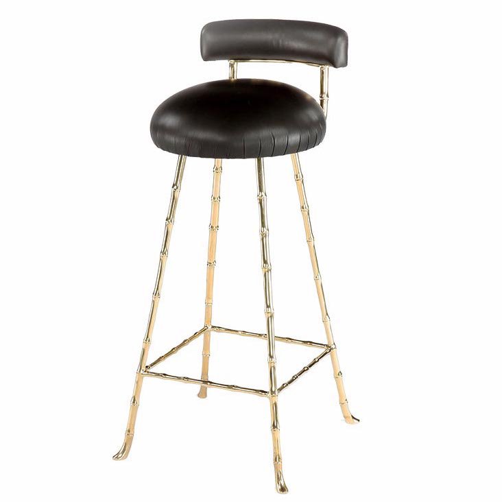 Барный стул High Upholstered Bar Stool Глянцевое золото Черный в Саратове | Loft Concept 