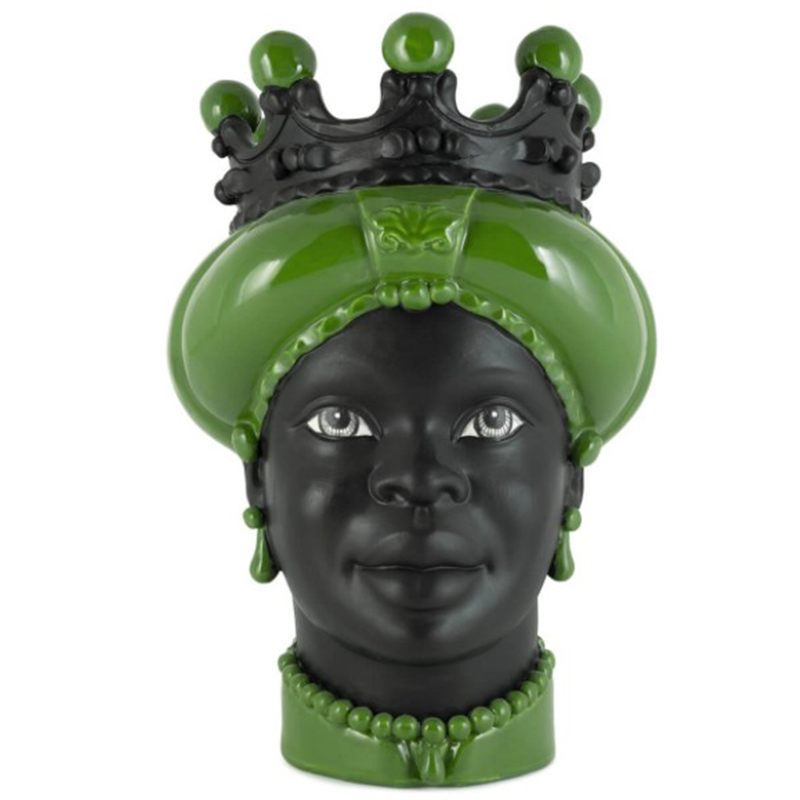 Ваза VASE MORO LADY CROWN DARK light green Черный Зеленый в Саратове | Loft Concept 