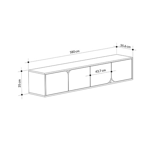 ТВ-тумба подвесная цвета древесины с 4-мя темно-серыми дверцами SPARK TV STAND OAK ANTHRACITE в Саратове