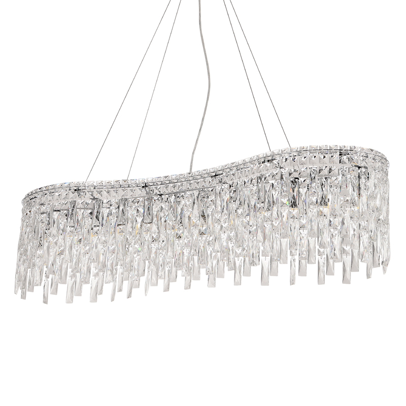 Люстра подвесная вытянутой формы с хрустальными подвесками Ludivine Lighting Хром Прозрачный в Саратове | Loft Concept 