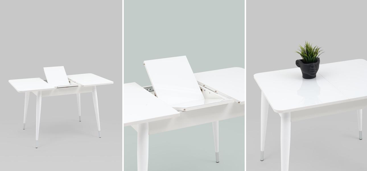 Стол обеденный раскладной Linnaeus Collection ширина 90 Белый - фото №1