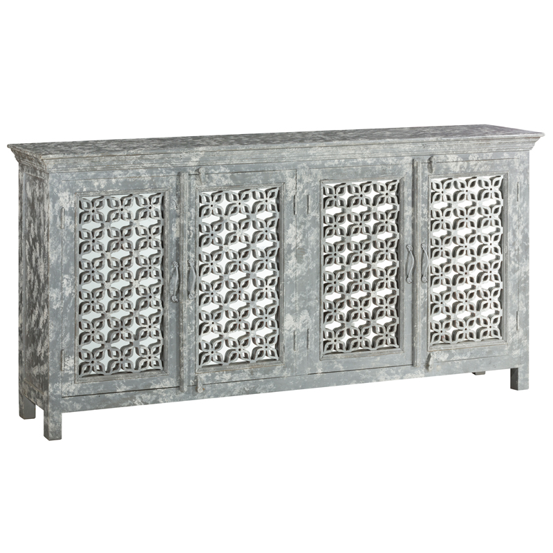 Комод в стиле прованс с декорированным резным фасадом Asger Provence Chest of Drawers Серый в Саратове | Loft Concept 