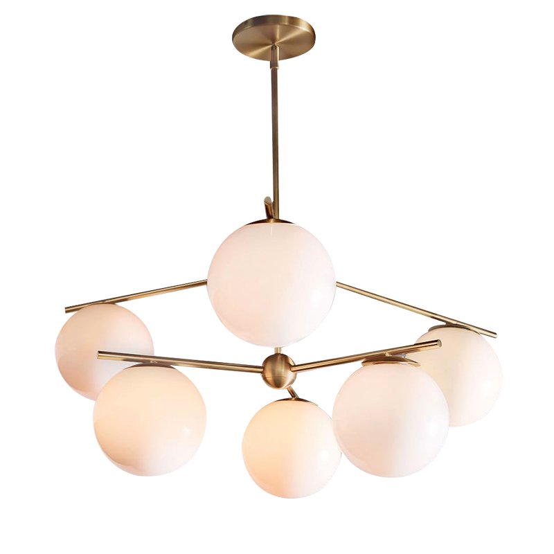 Люстра Sphere Stem 6-Light Chandelier Bronze Латунь Белый в Саратове | Loft Concept 