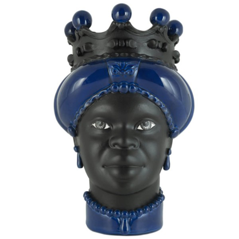 Ваза VASE MORO LADY CROWN DARK blue Черный Синий в Саратове | Loft Concept 