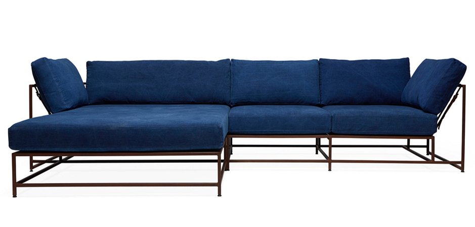 Угловой диван Indigo Denim and copper Sectional sofa  - фото №3