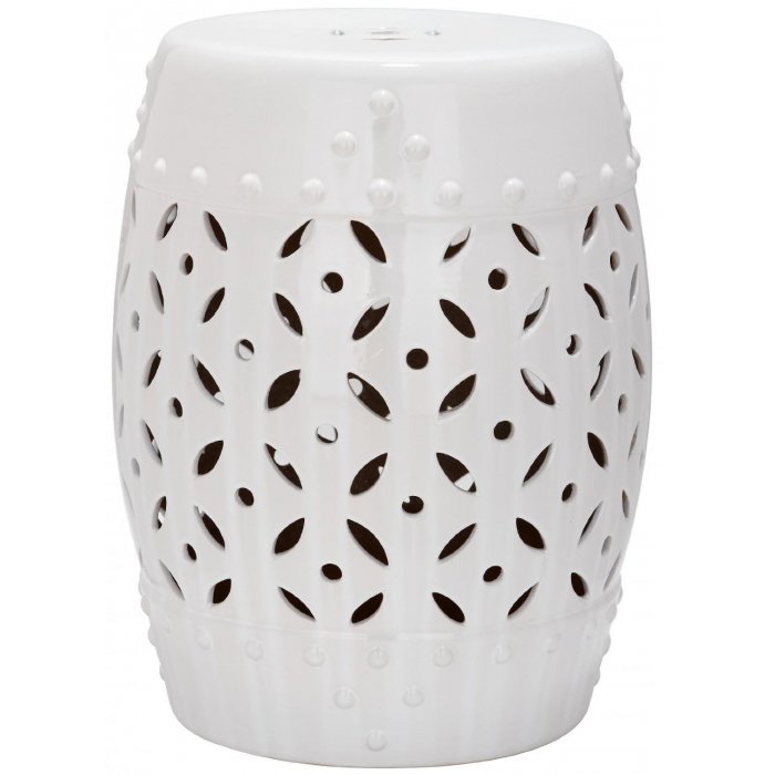 Керамический табурет Coin Lattice Garden Stool - White Белый Керамический табурет Coin Lattice Garden Stool - White Белый в Саратове | Loft Concept
