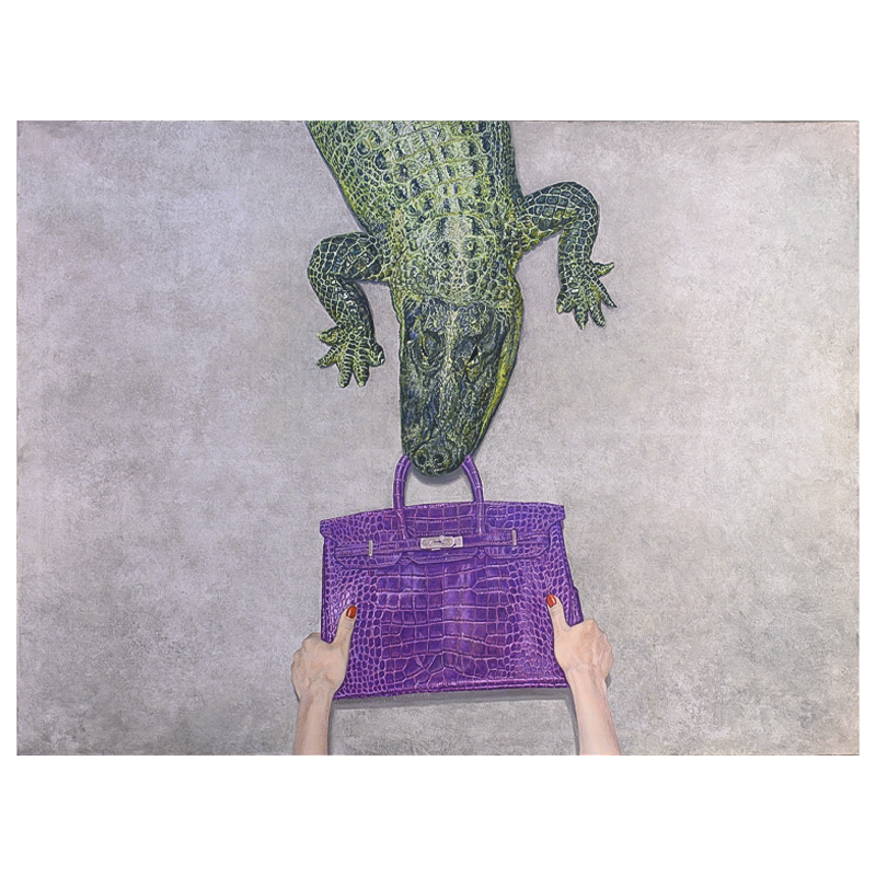 Картина Gator Birkin Hands Серый Фиолетовый Зеленый Красный в Саратове | Loft Concept 