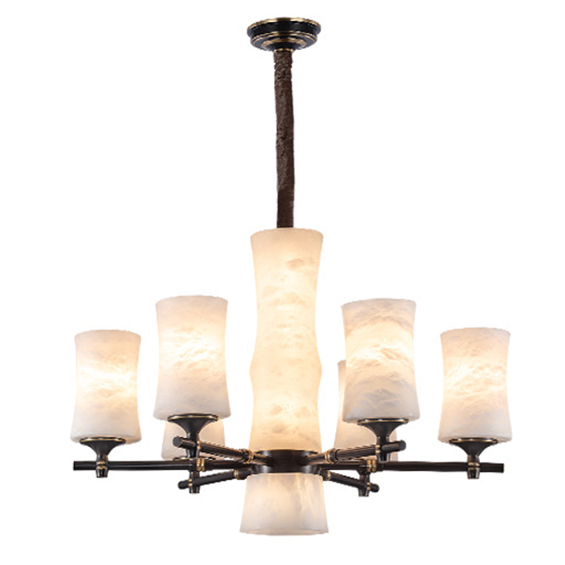 Дизайнерская люстра 6 плафонов из натурального мрамора Marble Shades Chandelier Золотой Коричневый Дизайнерская люстра 6 плафонов из натурального мрамора Marble Shades Chandelier Золотой Коричневый в Саратове | Loft Concept