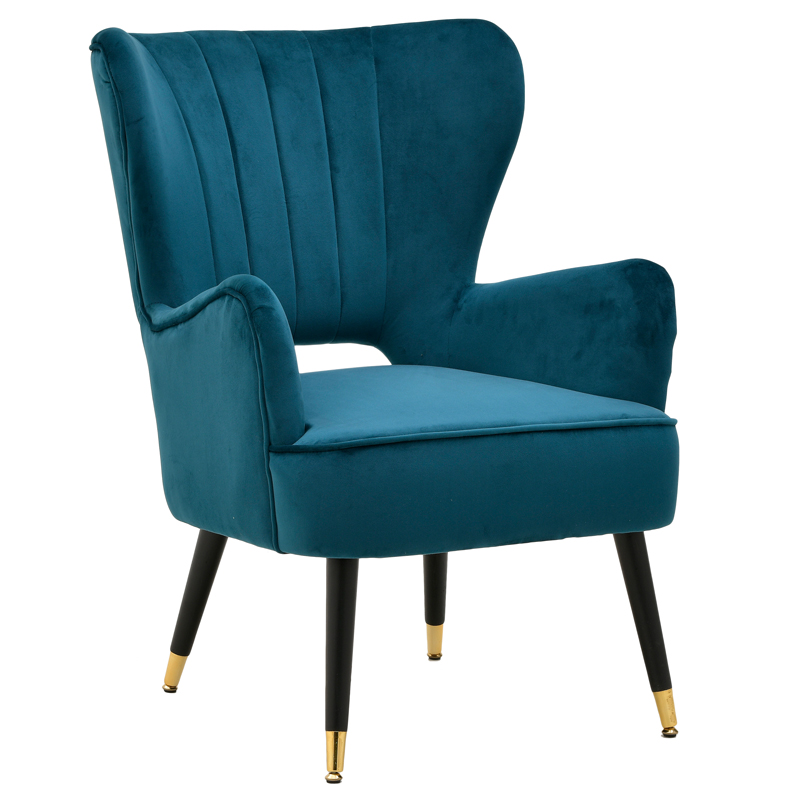 Кресло Drummond Armchairs Blue Морская синь Черный в Саратове | Loft Concept 