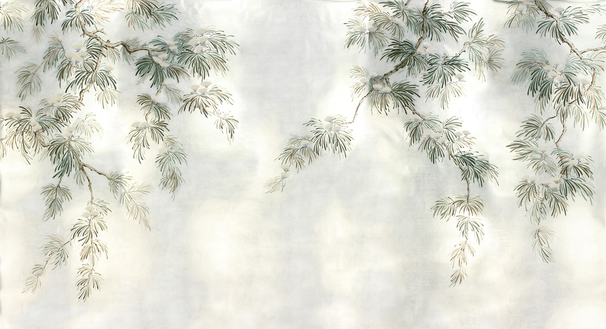 Обои ручная роспись Silk Tree Original colourway on White Metal gilded paper Обои ручная роспись Silk Tree Original colourway on White Metal gilded paper - постер Loft-Concept в Саратове