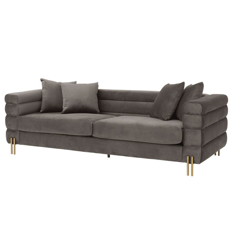 Диван Eichholtz Sofa York grey Серый Латунь в Саратове | Loft Concept 