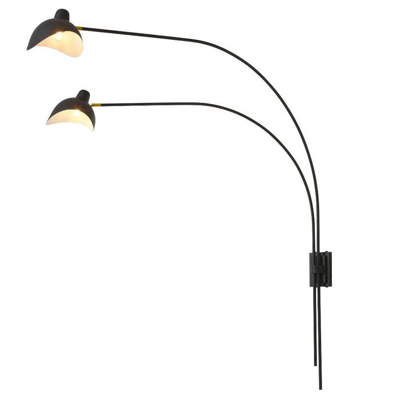 Бра Eichholtz Wall Lamp Mitch Black Черный Латунь Античная полированная в Саратове | Loft Concept 