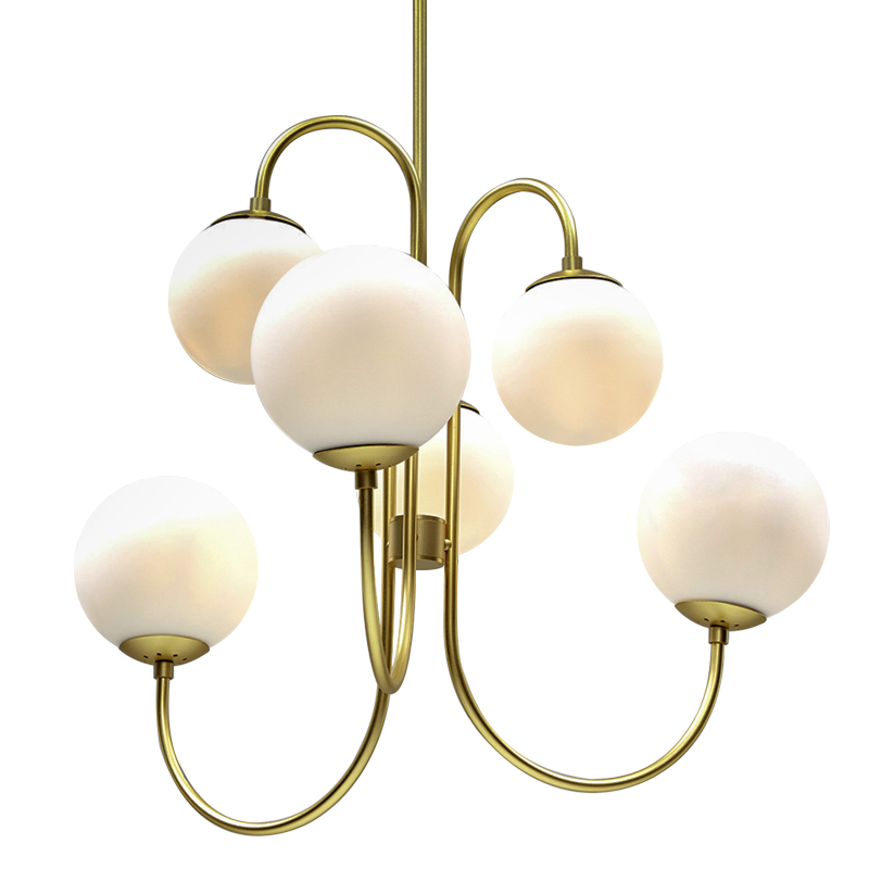 Люстра Gooseneck Pelle Gold Chandelier Белый Золотой в Саратове | Loft Concept 