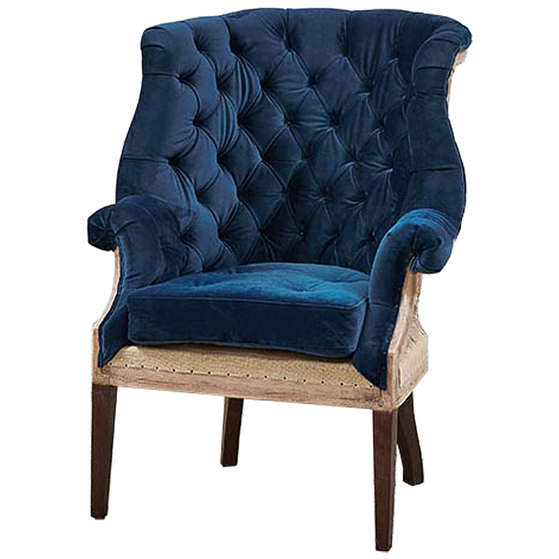 Кресло Gamilton Armchair Blue Синий Коричневый в Саратове | Loft Concept 