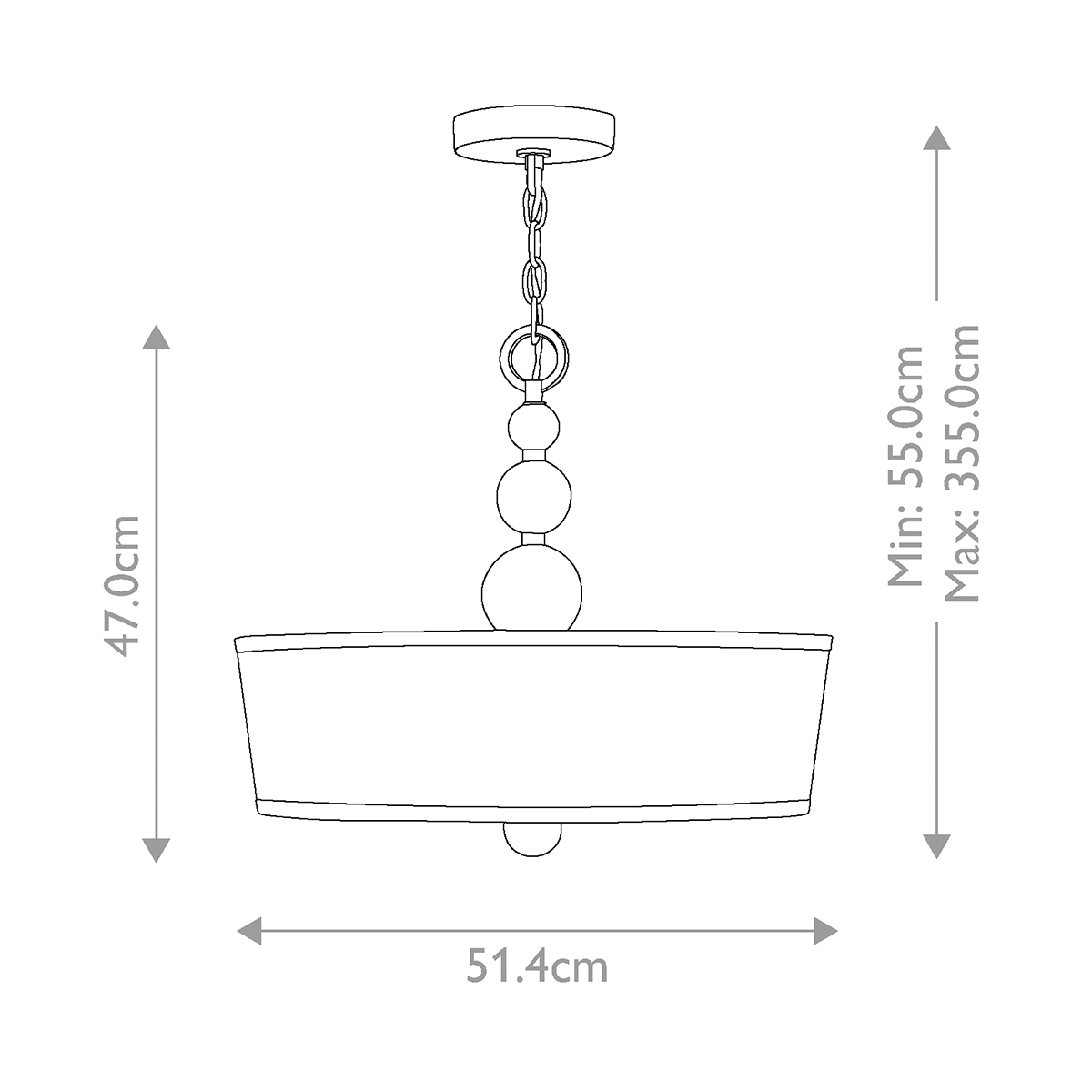 Люстра подвесная с белым тканевым цилиндрическим абажуром и декоративными шарами Hinkley в Саратове