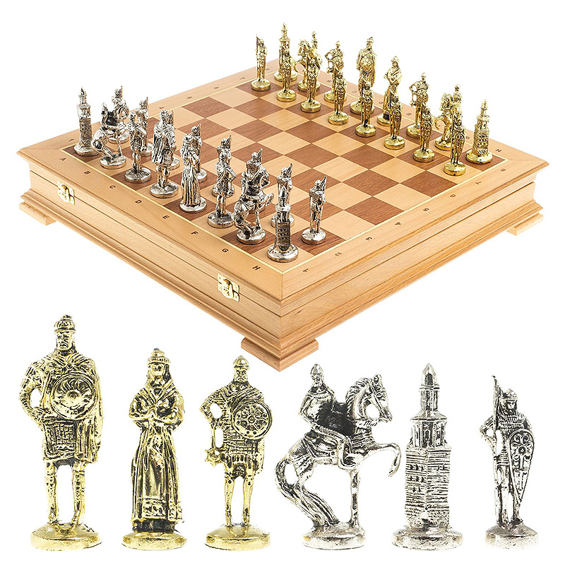 Шахматы металлические в ларце из натурального бука Decorative Thematic Chess Серебряный Золотой Коричневый Шахматы металлические в ларце из натурального бука Decorative Thematic Chess Серебряный Золотой Коричневый в Саратове | Loft Concept