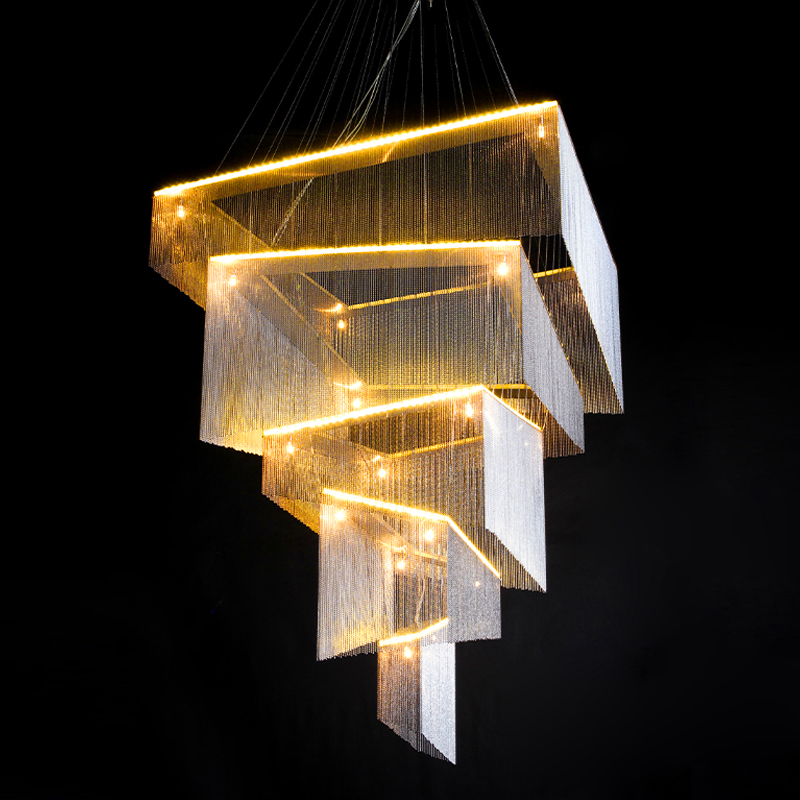 Люстра Золотые цепочки Willowlamp Geometric Storm Gold Золотой в Саратове | Loft Concept 