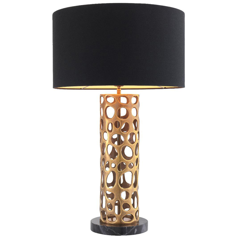 Настольная лампа Eichholtz Table Lamp Dix Brass Черный Винтажная латунь Черный Мрамор Nero Золотой в Саратове | Loft Concept 