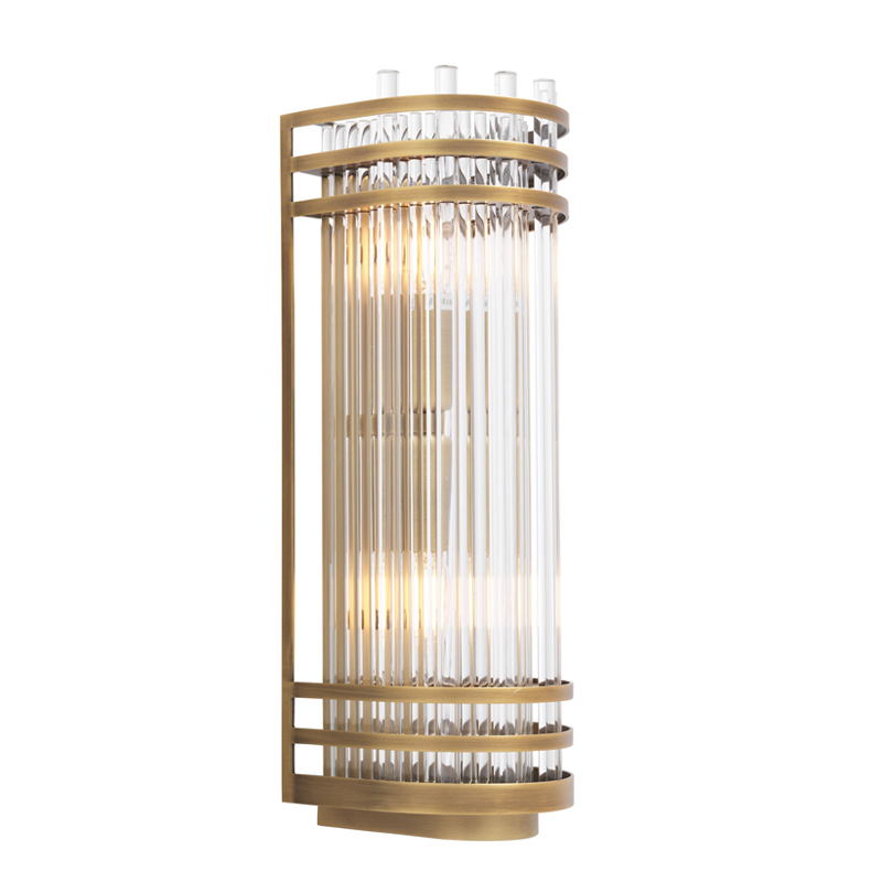 Бра Eichholtz Wall Lamp Gulf S Brass Латунь Античная полированная Прозрачный в Саратове | Loft Concept 