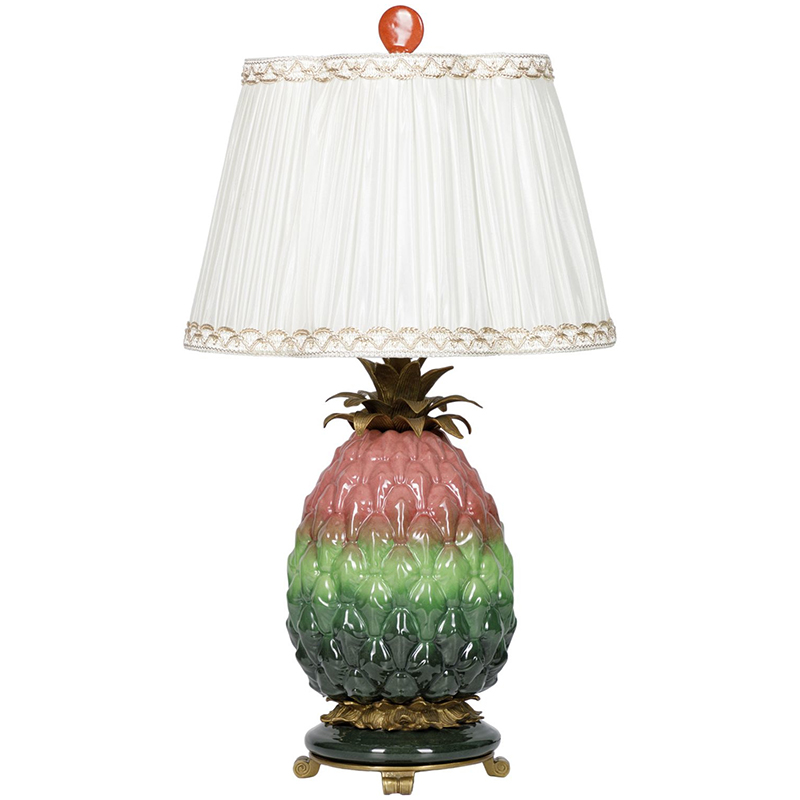 Настольная лампа с абажуром Pineapple Pink Green Table Lamp Белый Розовый Зеленый Салатовый Бронза в Саратове | Loft Concept 