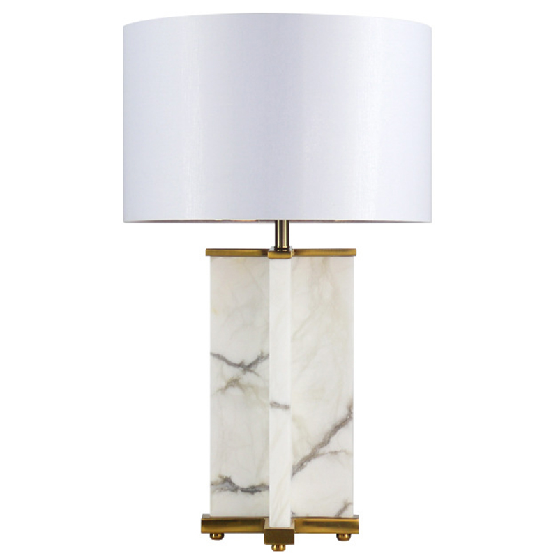 Настольная лампа Cecily Marble Table Lamp Белый Белый Мрамор Bianco Латунь в Саратове | Loft Concept 