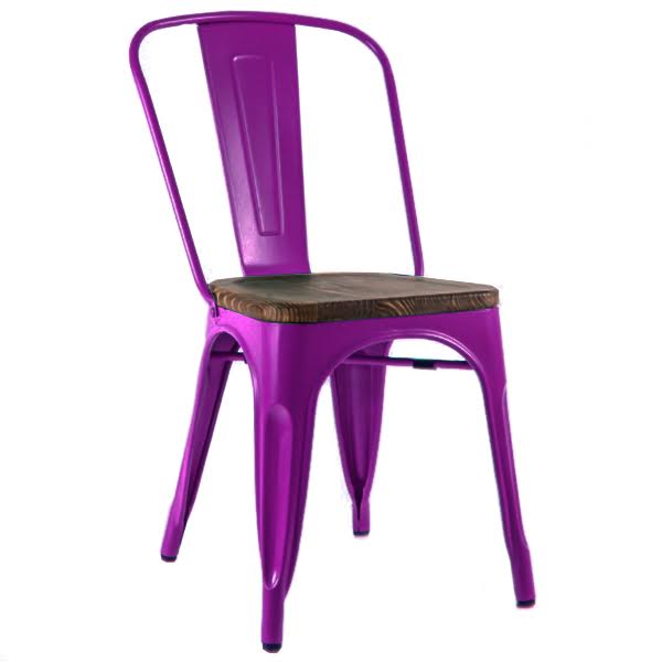 Кухонный стул Tolix Chair Wood Purple Пурпурный Пурпурный Коричневый в Саратове | Loft Concept 