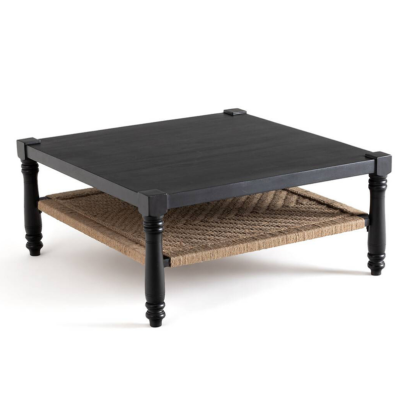 Кофейный стол Didrik Wicker Coffee Table Черный Коричневый в Саратове | Loft Concept 