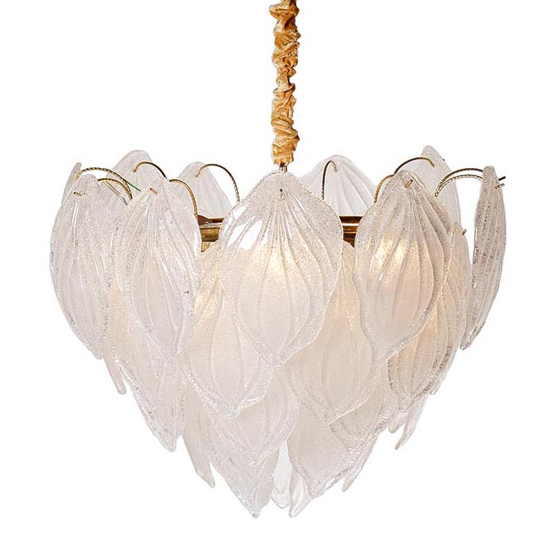 Люстра Textured Glass Chandelier Petal 8 Глянцевое золото в Саратове | Loft Concept 