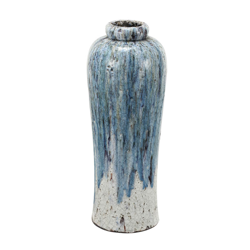 Ваза Terracotta Vase blue-white high Белый Голубой в Саратове | Loft Concept 