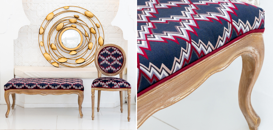 Банкетка Ikat Pattern с золотой патиной Банкетка Ikat Pattern с золотой патиной - Loft-Concept в Саратове