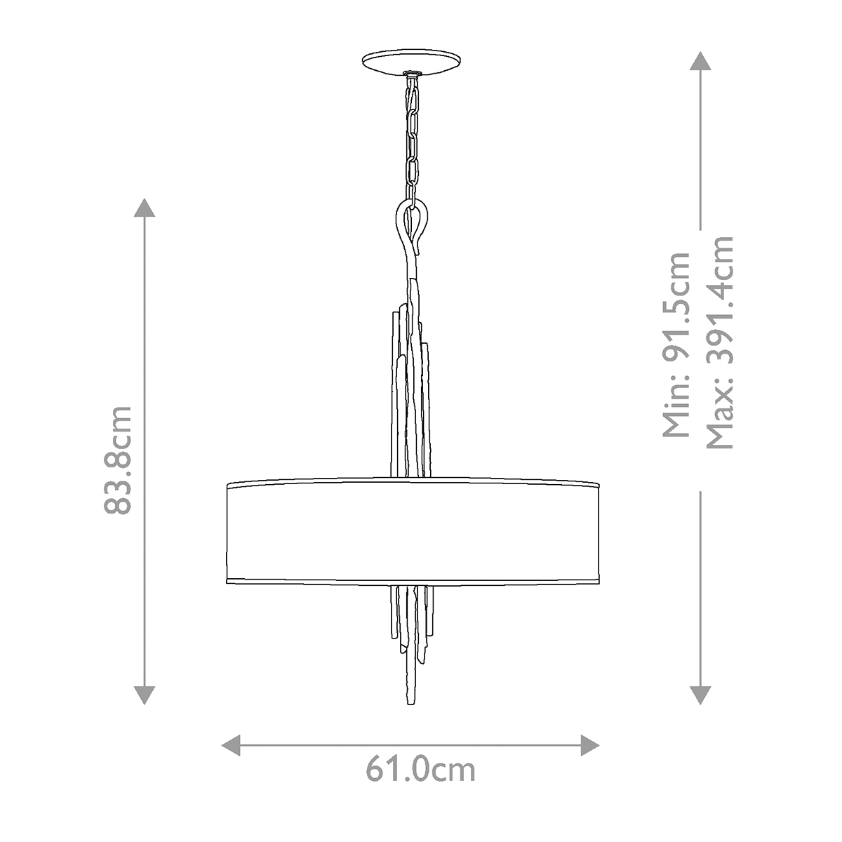 Люстра подвесная с широким белым текстильным абажуром и вертикальными декоративными элементами Hinkley в Саратове